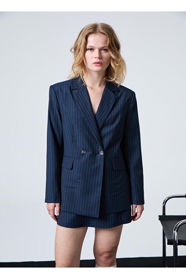 Stripe Detailed Double Breasted Jacket