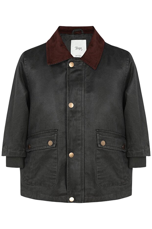 Shirt Collar Coat for 6-9 Years Old - Khaki