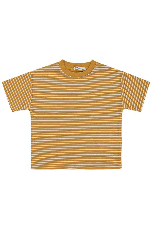 Kabartma Striped 2-5 Years Old T-Shirt - Mustard 4-5 Years Old