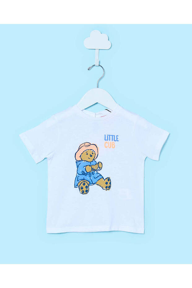 Infant Girls White Printed Teddy T-Shirt