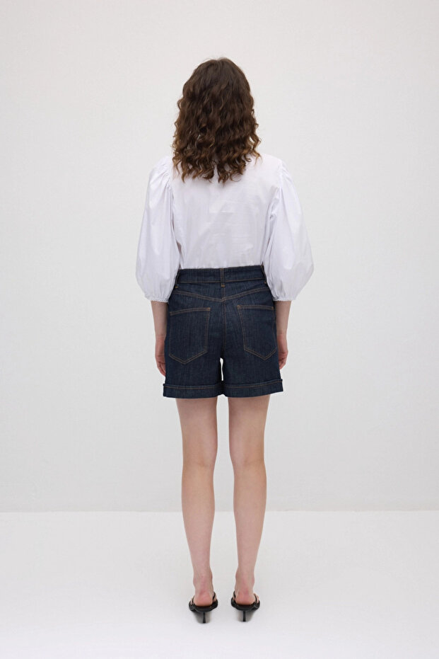 Denim Şort - Lacivert - 8