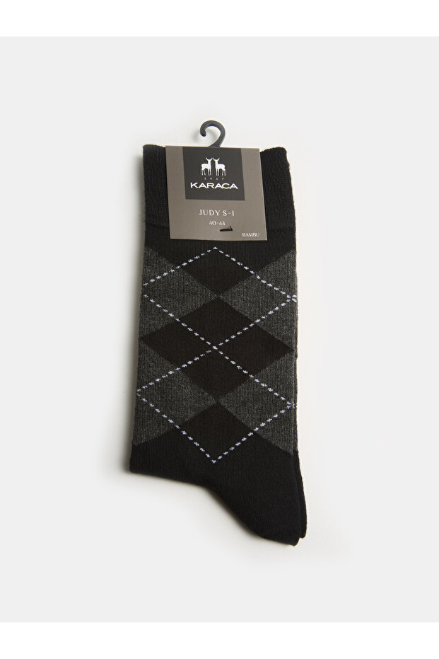Siyah Desenli Bambu Çorap - 1