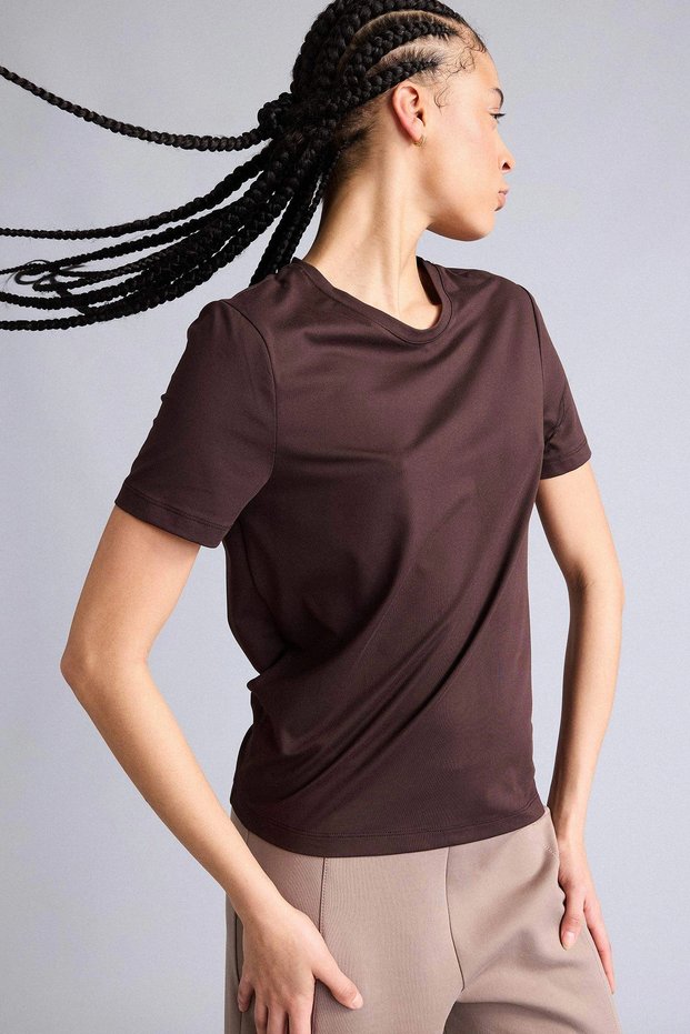 D2296Axbn490 Coffee Standard Fit Crew Neck Sportsman Short Sleeve T-Shirt