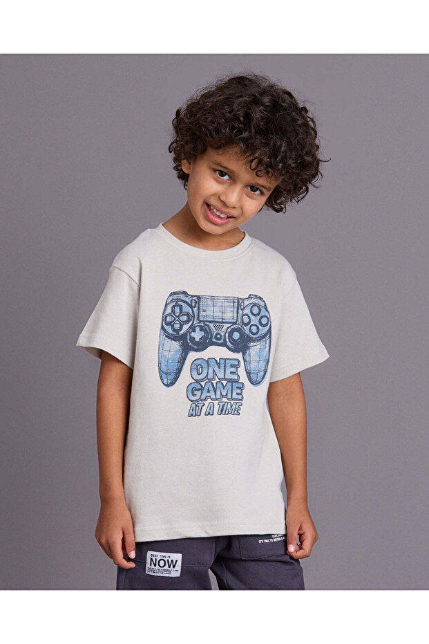 Boys Grey Game Placement Print T-Shirt