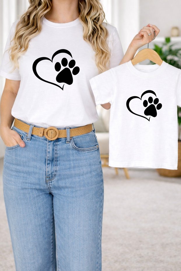 Mother and Child Unisex Combination Oversized T-Shirt Mother Child Twin T-Shirt Patilers B Printed (Single Price)