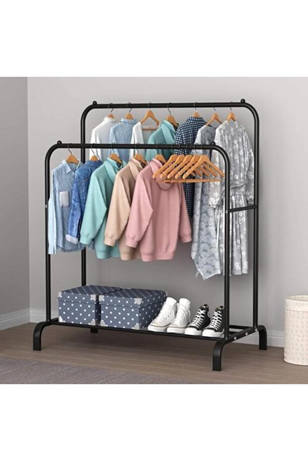 Double Clothes Hanger Black - 1