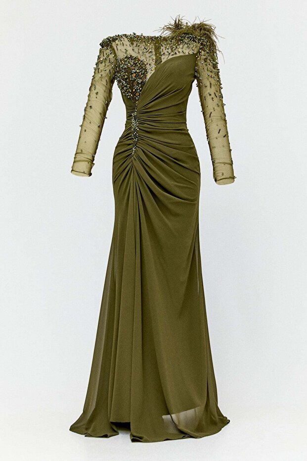 Taş İşlemeli Abiye Elbise - 1