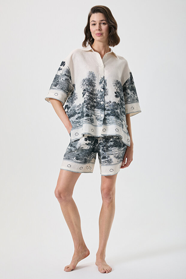 Cotton Linen Shirt with Shorts Set