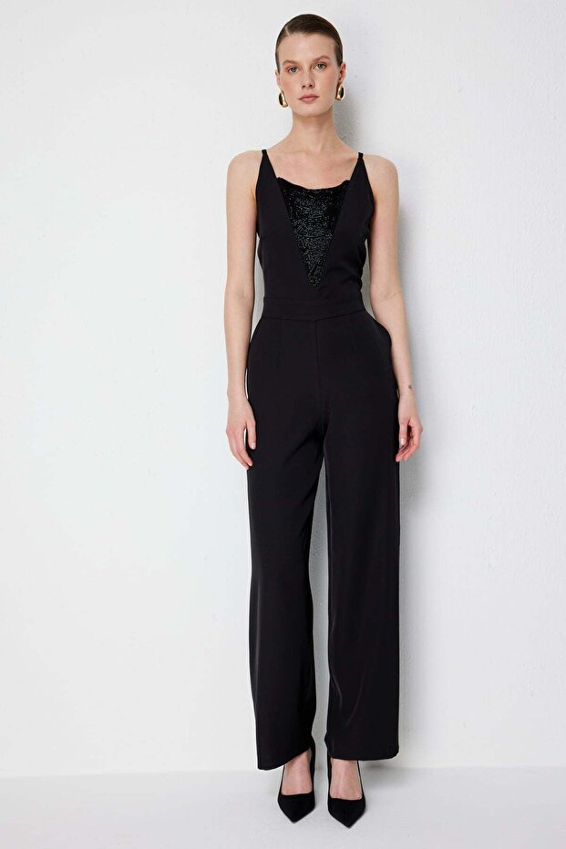 Beaded Front Strap Jumpsuit - 3