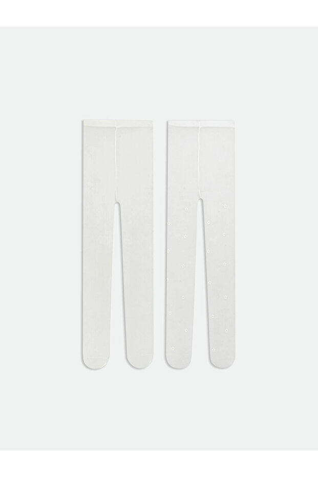 Lcw Baby Ecru Basic Baby Girl Pantyhose 2-Pack