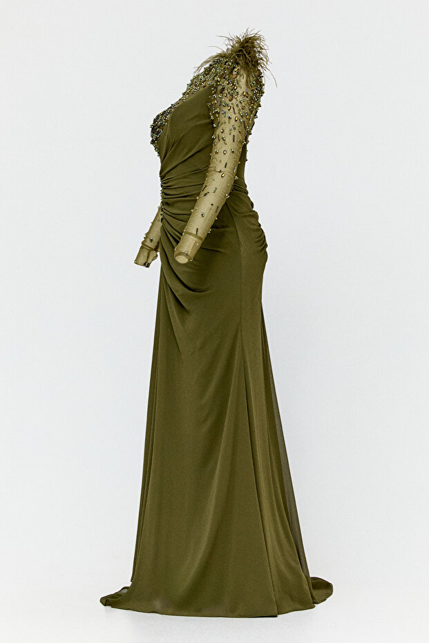 Taş İşlemeli Abiye Elbise - 4