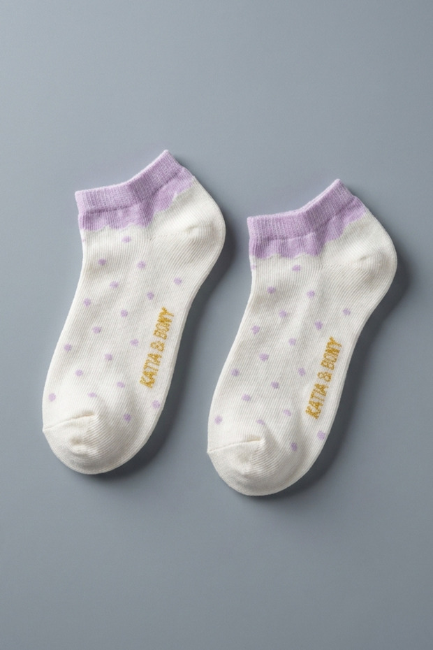 Polka Dot Patterned Lilac Children's Socks