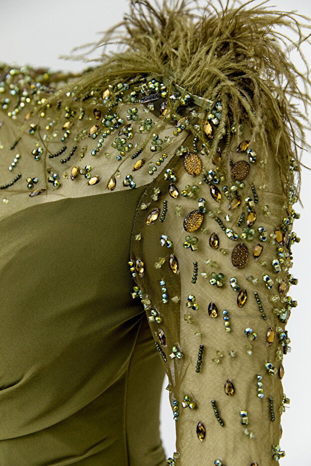 Taş İşlemeli Abiye Elbise - 3