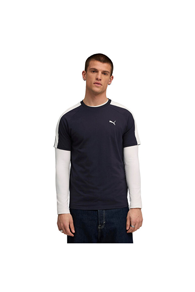 T7 Erkek Lacivert Günlük Stil T-Shirt 62959216 - 1