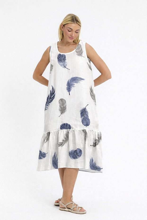 Women's Dress - Muslin Patterned Strap Dress - 3045