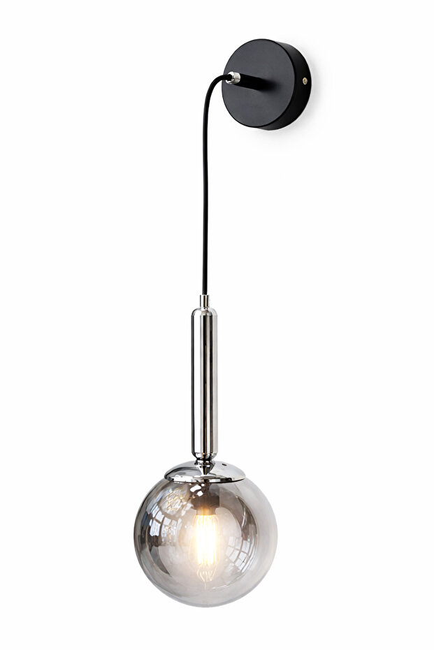 Black & Silver Chrome (Chrome Gray) Glass Wall Sconce