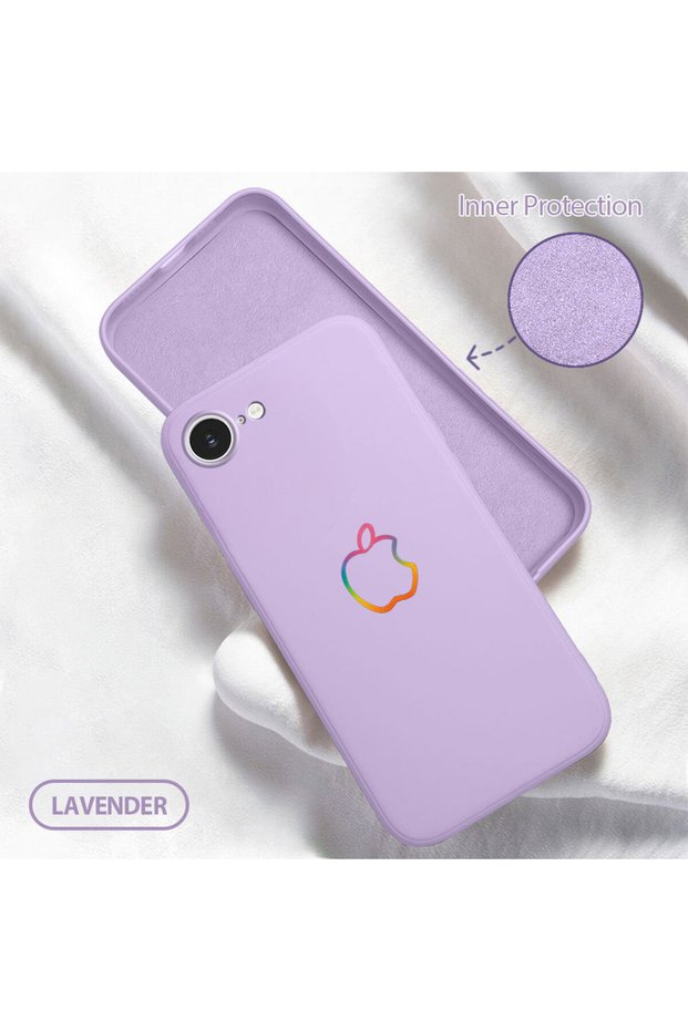 iPhone 17E Compatible Soft Silicone Phone Case with Velvet Inside and Camera Protection Apple Pattern
