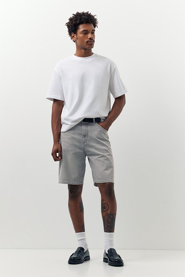 Baggy denim bermuda - 1