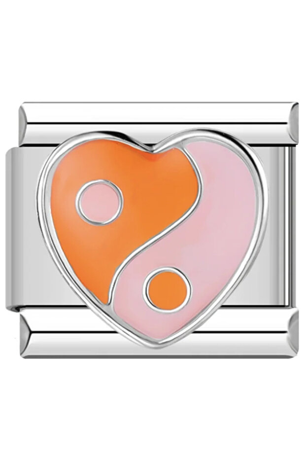 Yinyang Heart Orange Pink - 228 - Italian Charm