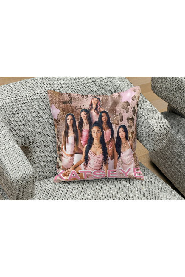 Owl Bag Kpop Katseye Pink Patterned Design Square B0Ş Pillow Kilifi