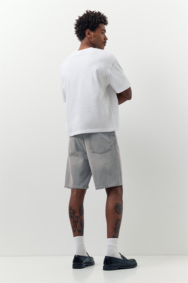 Baggy denim bermuda - 5