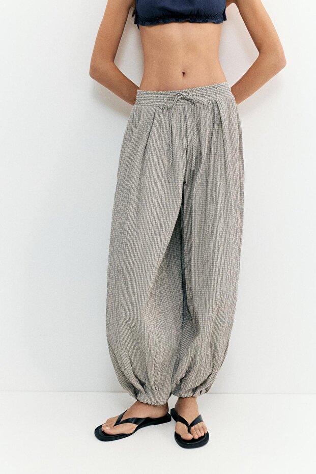 Kareli şalvar pantolon - 3