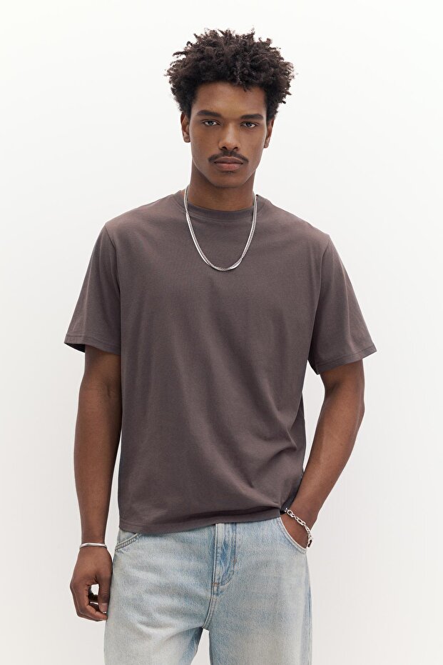 Basic kısa kollu pamuklu tişört - 1