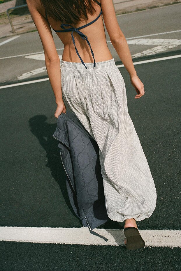 Kareli şalvar pantolon - 1