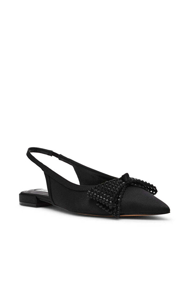 Saraphina Solid Black Mid Heel Ballerina