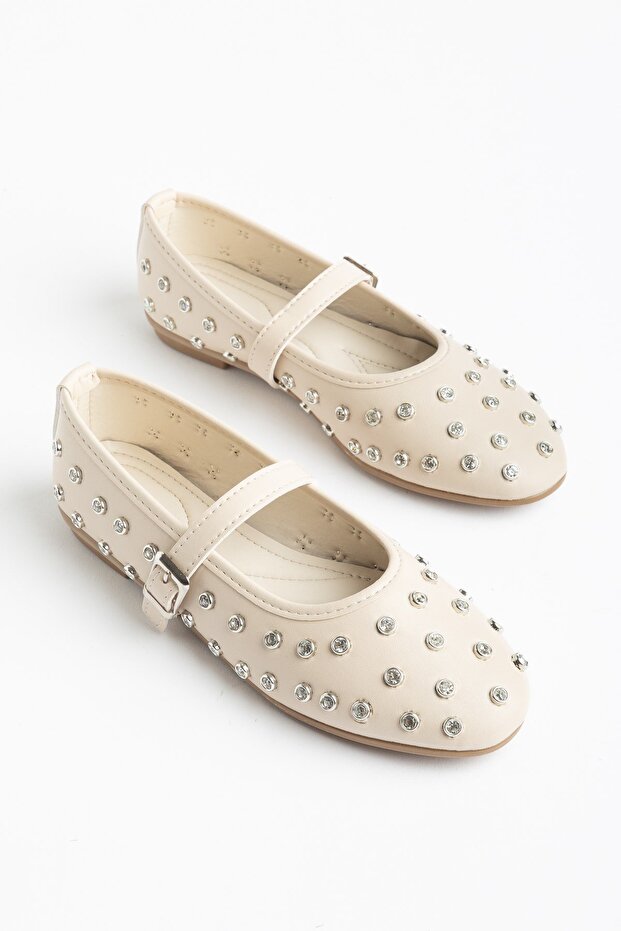 Women's Ballet Flats Beige Bretli Trok Stone Oval Mold