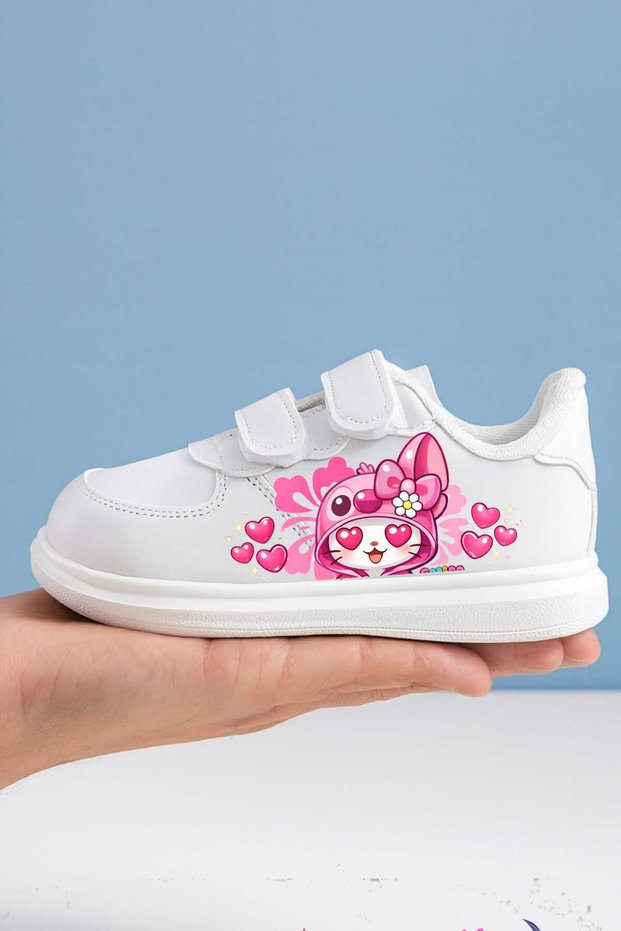 Aloda Pink Sweet Dedo Printed Girls' Sports Shoes Sneaker with Band
