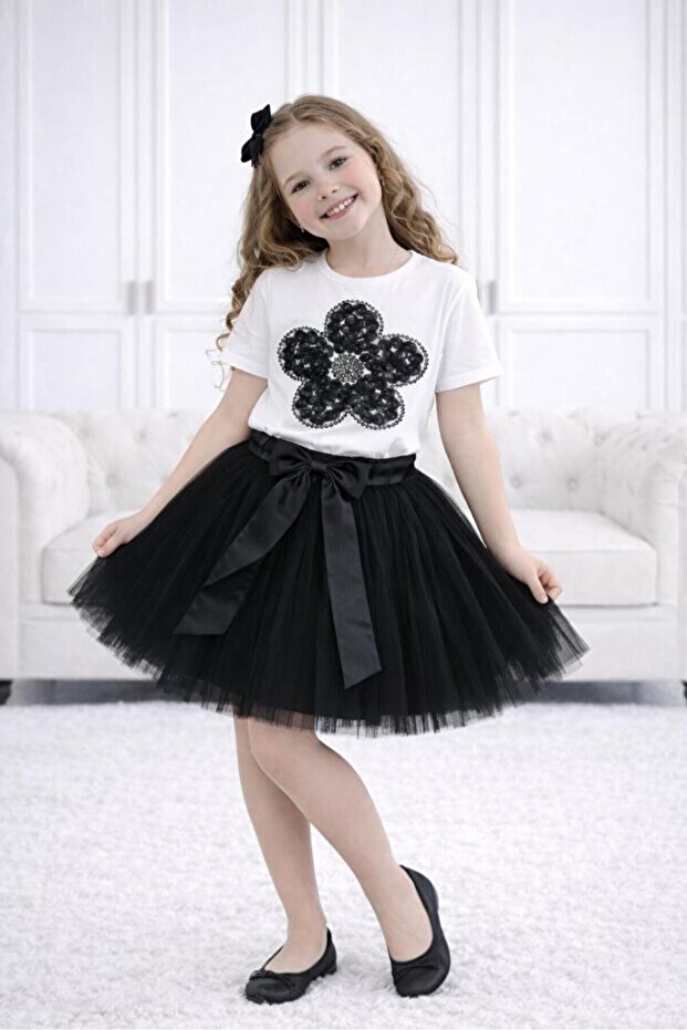 Girl's 23 April 29 October Tutu Skirt & Model T-Shirt Top and Bottom Set Noble