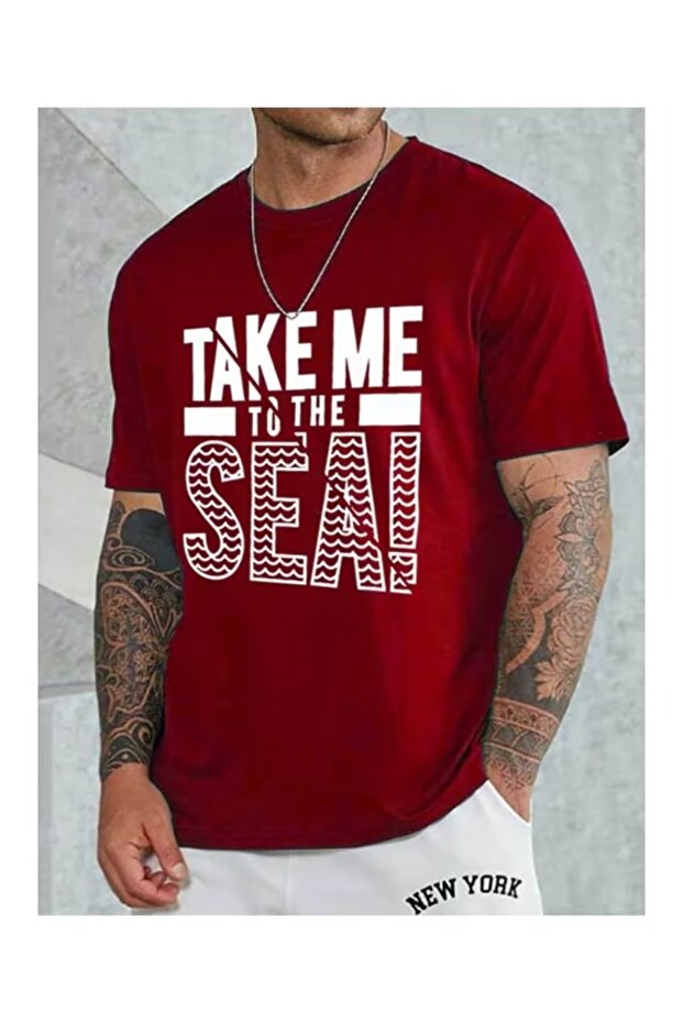 Unisex Take Me Printed Crew Neck Tshirt