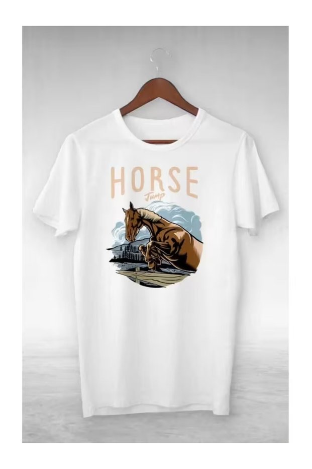 Unisex Women Men Horse Jump Printed Oversized T-Shirt