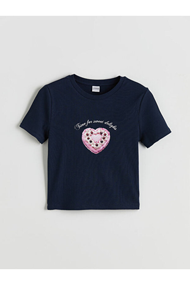 I Zero Roba Collar Printed Girls' Crop T-Shirt from Freezen Store