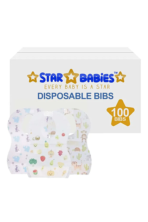 Disposable Bibs Pack of 100 - Assorted Printed