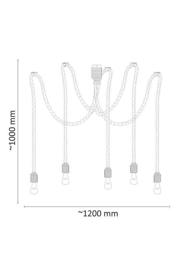 Pendul Rope, 5 x E27, bej - 3