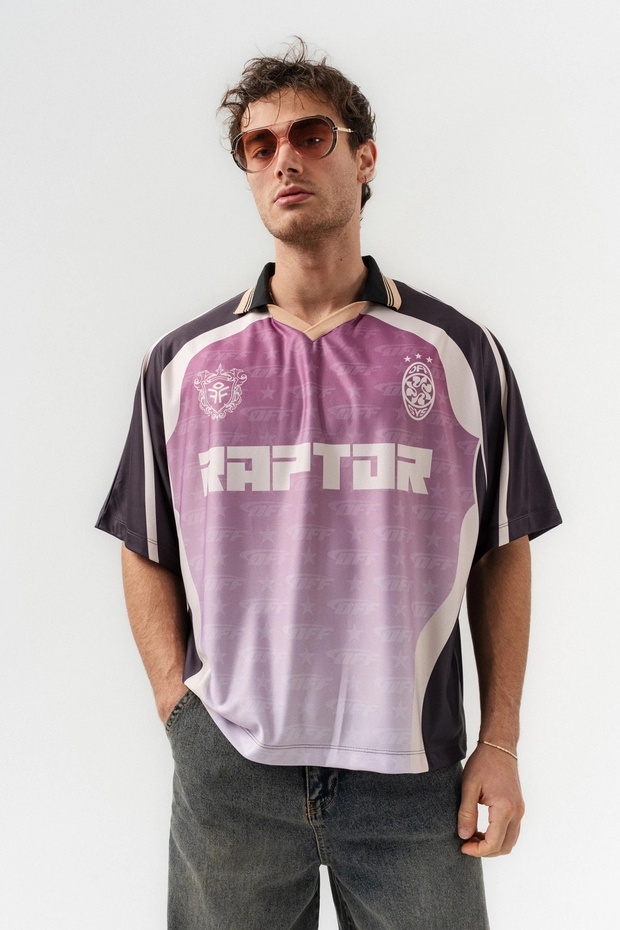 Raptor Jersey Polo Yaka Oversized Jersey T-Shirt