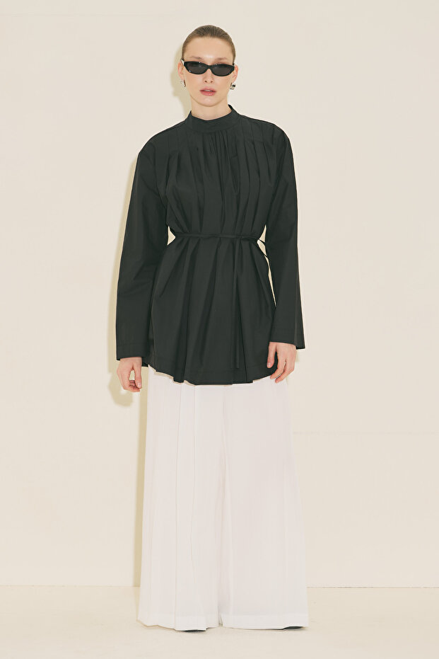 PLİSELİ TUNİK SİYAH - 4