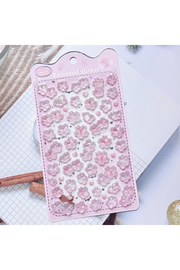 Style B Korean Import Original NEKONI Sakura Cherry Blossom Pink 3D Relief Stickers Scrapbooking Diy