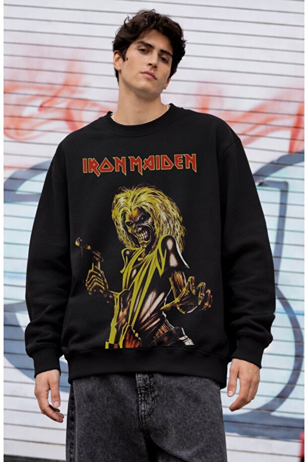 سويت شيرت بدون قلنسوة برقبة دائرية للجنسين من Iron Maiden Mega مطبوع