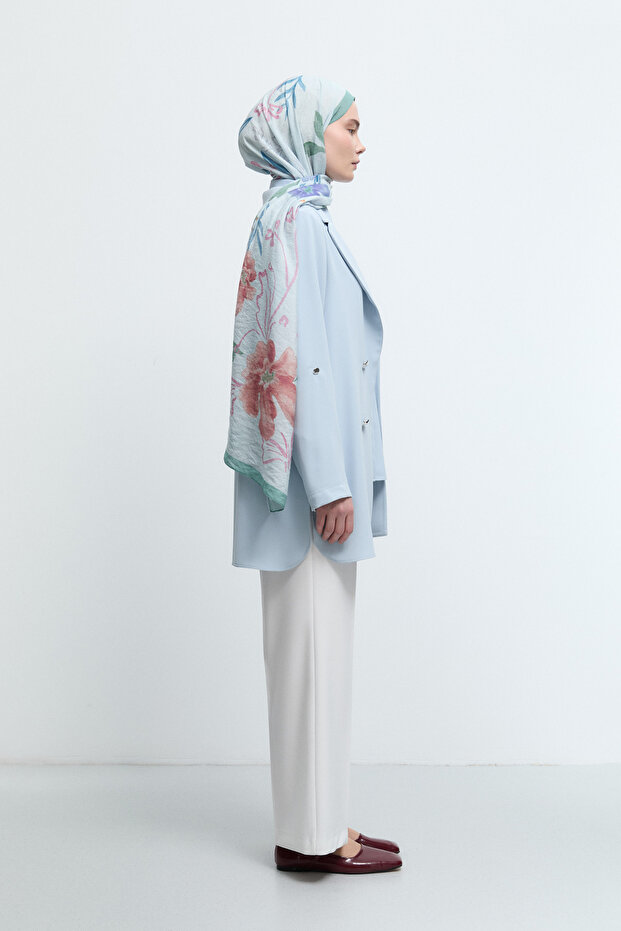 Belden Yarım Lastikli Basic Pantolon - Ekru - 5