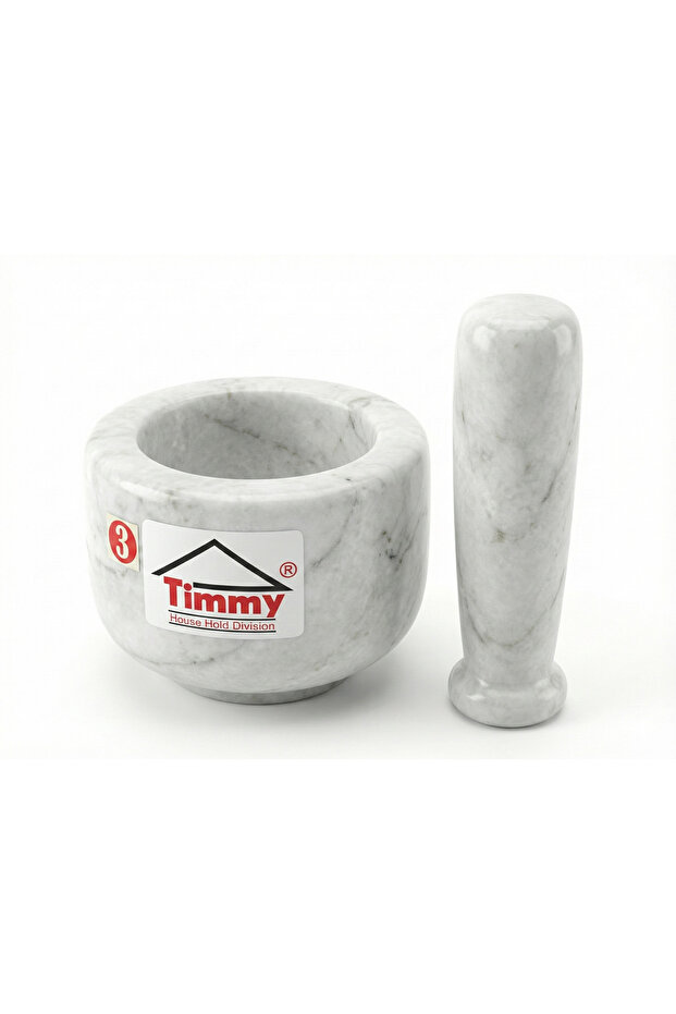 Marble Kundi White 3X2.5 Inch Heavy Duty Mortar & Pestle Set for Grinding Spices Herbs Masala