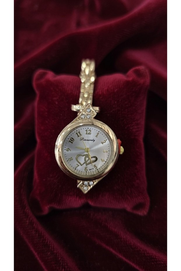 Zircon Stone Heart Dial Gold Color Women's Wristwatch-Steel Does Not Tarnish
