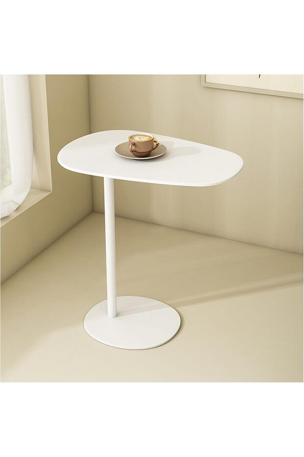 C-Shaped Side Table, Iron End Table for Couch Sofa & Bed, Small White Metal