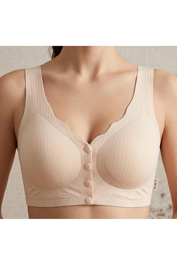 Laser Cut Stitch-Free Button-Front Semlaes Bra
