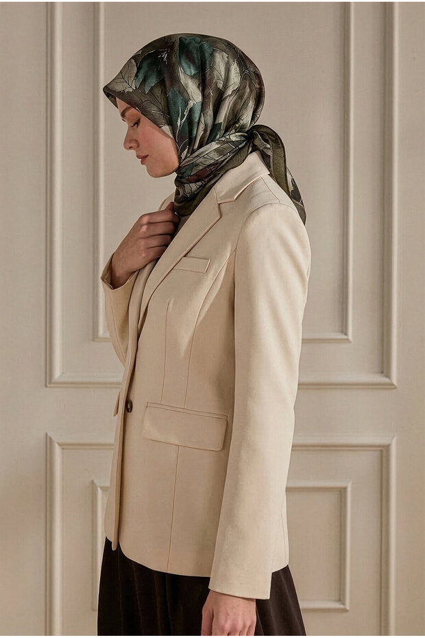 Mink Leaf Pattern Cashmere Scarf