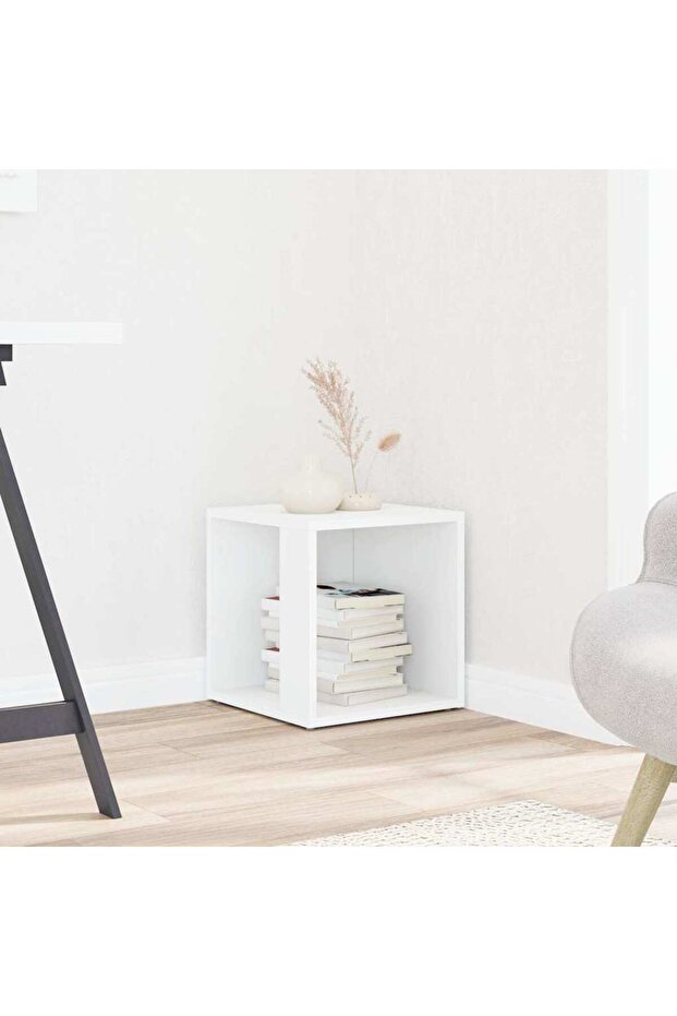 Side Table White 33x33x34.5 cm Engineered Wood
