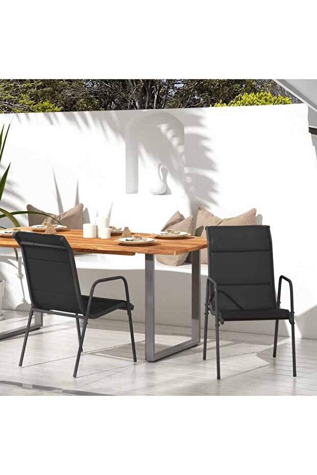 Garden Chairs 2 pcs Steel and Textilene Black