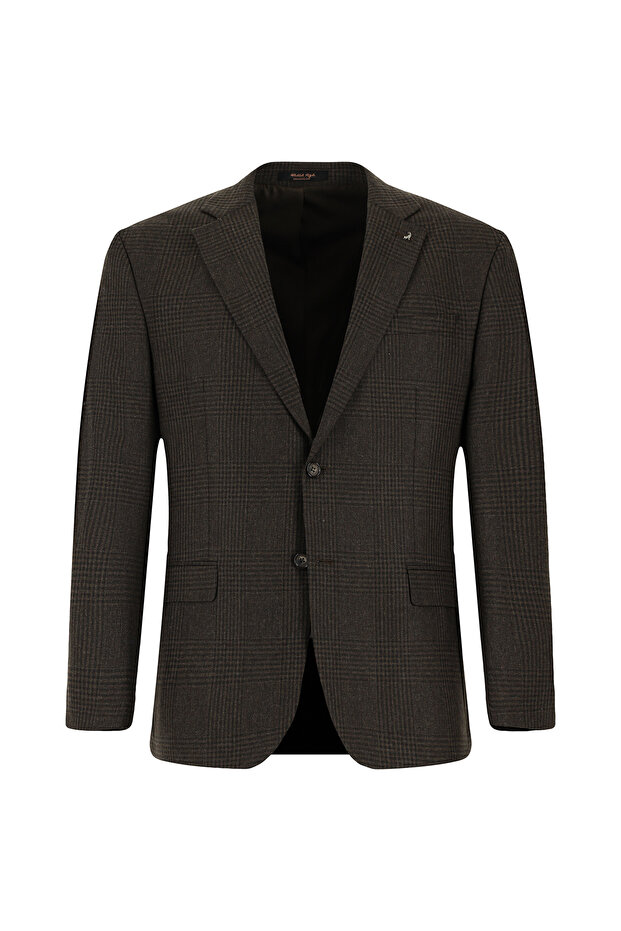 6 Drop Regular Fit Standard Cut Wool Classic Plaid Jacket
